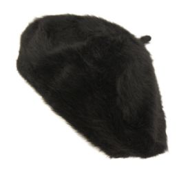 12 Wholesale Soft Angora Beret Hats Color Black
