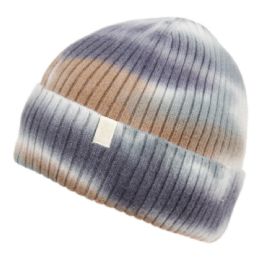 12 Pieces Tie Dye Multi Color Knit Beanie W/sherpa Fur Lining - Winter Beanie Hats