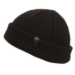 12 Pieces Fisherman Dock Knit Cuff Beanie Color Black - Winter Beanie Hats