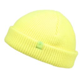 12 Pieces Fisherman Dock Knit Cuff Beanie Color Neon Yellow - Winter Beanie Hats