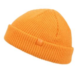 12 Pieces Fisherman Dock Knit Cuff Beanie Color Orange - Winter Beanie Hats