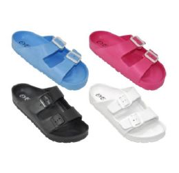 36 Wholesale Girl's Slip On Slides With Buckles