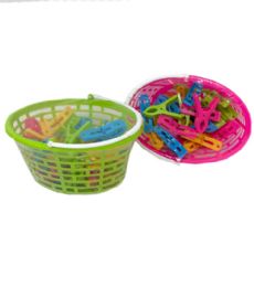 96 Pieces 20 Piece Plastic Clothes Pin With Basket - Clothes Pins