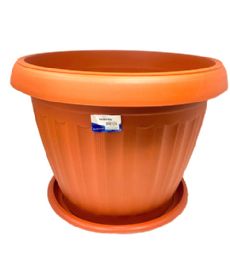 24 Wholesale Xlarge Plastic Planter With Tray 16x13.5 Inch
