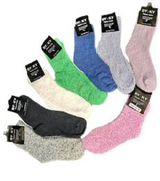 72 Pieces Mix Color Furry Plain Color Sock - Womens Ankle Sock
