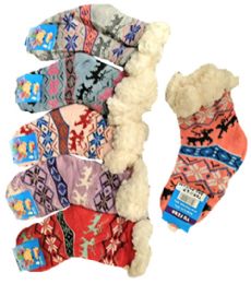 36 Pieces Colorful Reindeer Holiday Sock - Womens Slipper Sock