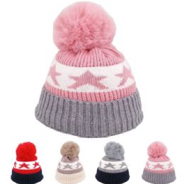 24 Wholesale Kid's Star Winter Hat