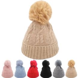 24 Bulk Kid's Top Pompom Winter Hat
