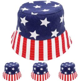 24 Wholesale American Flag Bucket Hat