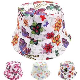 24 Wholesale Butterfly Bucket Hat