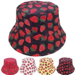 24 Wholesale Strawberry Bucket Hat