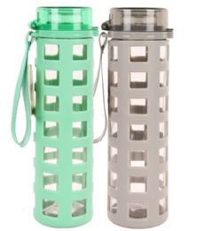 12 Wholesale Glass Water Bottle No Leak Asst Color