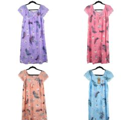 24 Wholesale Women Floral Design Mix Design Night Gown Size M