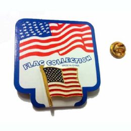 96 Pieces Usa Flag Carded Lapel Pin - Hat Pins & Jacket Pins