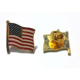 96 Pieces Usa Flag Lapel Tac Pin - Hat Pins & Jacket Pins