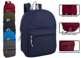 24 Pieces 15" Classic Backpacks - Assorted Colors - Backpacks 15" or Less