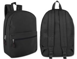 24 Wholesale 17" Solid Black Classic Backpacks