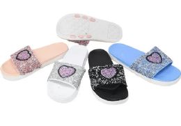 60 Pieces Women's Slipper Glitter Heart Design - Women's Slippers