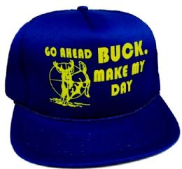 24 Wholesale Adult Printed Winter Cap Go Ahead Buck, Make My Day