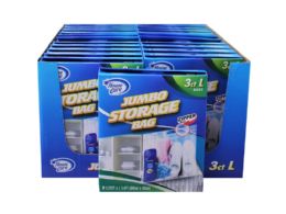 24 Wholesale 3 Count Large Storage Zip Bags With Display