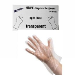 144 Pieces 100 Piece Transparent Hdpe Disposable Gloves - PPE Gloves