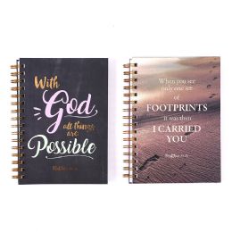 48 Pairs 100-Sheet Printed Religious Spiral Journals W/ Embroidered Bible Verses - Notebooks