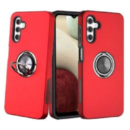 12 Wholesale Dual Layer Armor Hybrid Stand Ring Case For Samsung Galaxy S22 Ultra 5g In Red