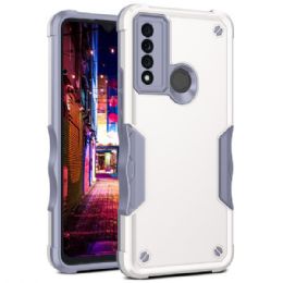 12 Wholesale Strong Armor Grip Pattern Heavy Duty Shockproof Protective Cover Case For Tcl 20 Xe In White