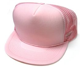 24 Wholesale Blank Mesh Hats In Pink