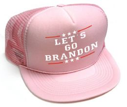 24 of Let's Go Brandon Printed Hats - Pink