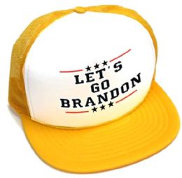24 of Let's Go Brandon Printed Hats - White Front Gold
