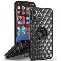 12 Wholesale Slim Quilted Pu Leather Luxury Shockproof 360 Ring Stand Protective Cover Phone Case For Apple Iphone 13 Pro Max In Black