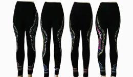 48 Wholesale Womens Long Pants Print Size L/ xl