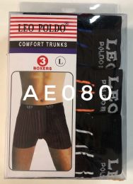 60 Wholesale Men's Boxer Leo Poldo Comfort Trunks Size S