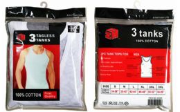 24 Wholesale Men's T-Shirts Tagless Tanks Size S 3pack