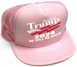 24 Wholesale President Trump 2024 Caps - Pink