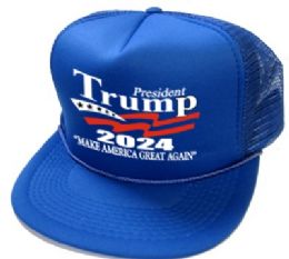 24 Bulk President Trump 2024 Caps - Royal Blue