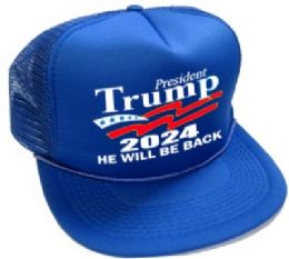 24 Bulk President Trump 2024 Caps - Royal Blue