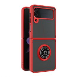 12 Wholesale Full Body Protection Armor Hybrid 360 Ring Stand Protection Case For Samsung Galaxy Z Flip 3 5g In Red