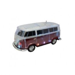 6 Wholesale Microbus Mini Bus Design Portable Wireless Bluetooth Speaker With Led Light For Universal Cell Phone And Bluetooth Device In Red