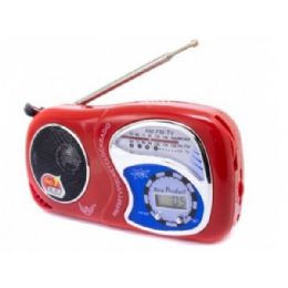 12 Pieces Pocket Radio Clock Am Fm Speaker Uses Aa Battery No Bluetooth Feature For Universal Cell Phone And Bluetooth Device In Red - Speakers and Microphones