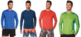 24 Wholesale Men's Fashion Long Sleeve Rash Guards W/ Printable Fabric - Assorted Colors - Size SmalL-2xl
