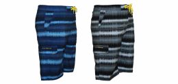 24 of Men's High Fashion Fast Dry 4-Way Stretch Swim Trunks W/ Soundwave Pattern - Sizes SmalL-2xl