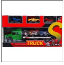 9 Pieces 14" F/f Truck W/ 5pc 3.5" Cars - Toys & Games