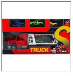 9 Pieces 14" F/f Truck W/ 5pc 3.5" Cars - Toys & Games