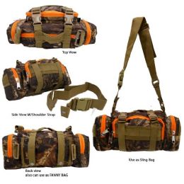 12 Pieces Multi Function Sling Bag W/ Orange Trim - Duffel Bags