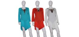 36 Wholesale Women's Fashion Dress CoveR-Ups W/ Metallic LacE-Up Front - Assorted Colors - Sizes SmalL-xl
