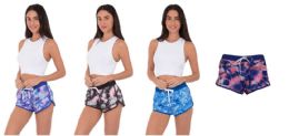 24 Pieces Junior High Fashion Printed Board Shorts - TiE-Dye Colors - Sizes SmalL-xl - Womens Shorts