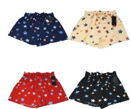 24 Pieces Womens Stars Patterns Paper Bag Waist Rayon Shorts Size S/ M - Womens Shorts