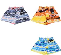 24 Wholesale Womens Abstract Cloud Patterns Paper Bag Waist Rayon Shorts Size L / xl